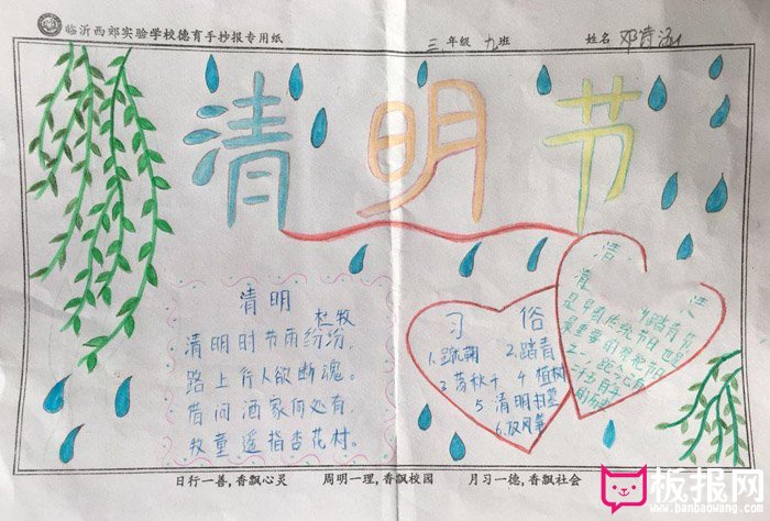 小学生清明节手抄报图片，清明由来