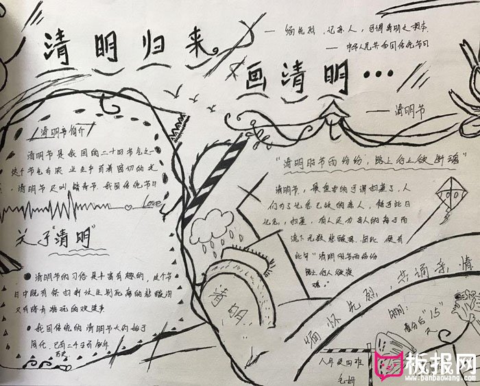 小学生清明节手抄报图片，关于清明