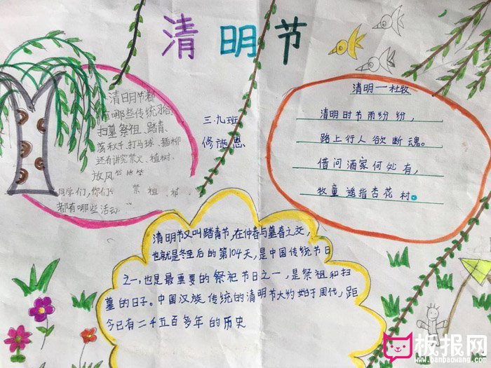 小学生清明节手抄报图片，清明节