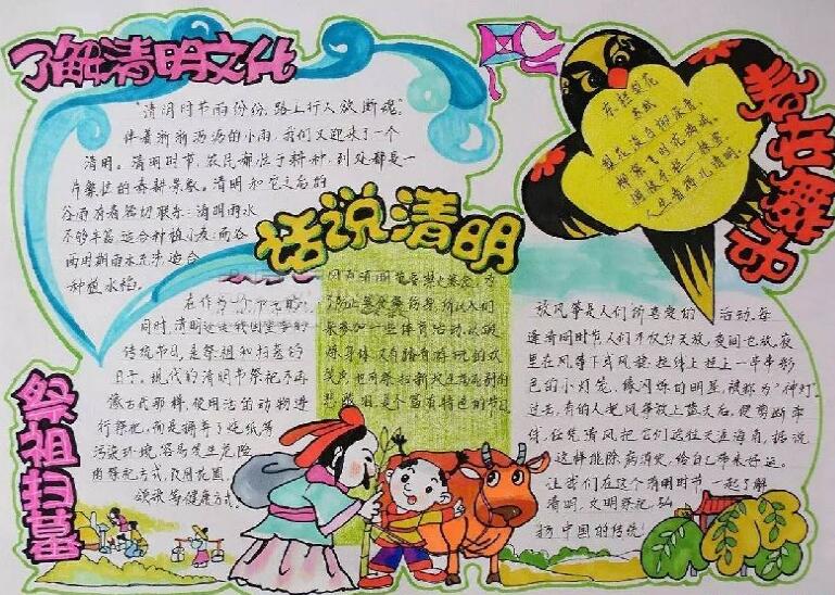 清明节习俗手抄报，祭祖扫墓了解清明