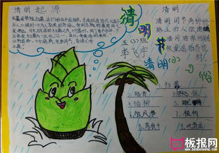 2017年清明节手抄报四年级，清明起源