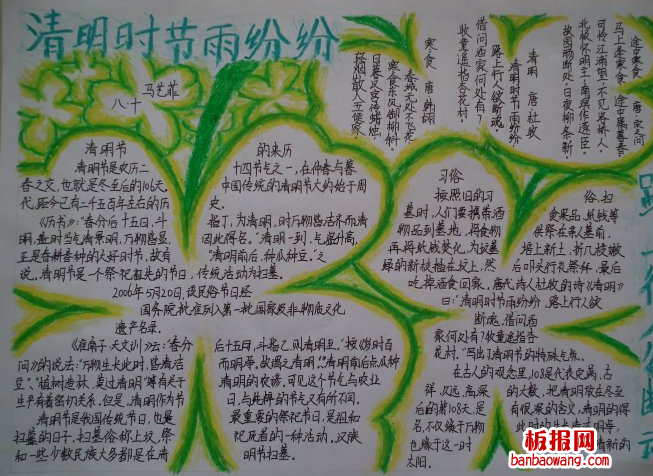 清明时节雨纷纷手抄报