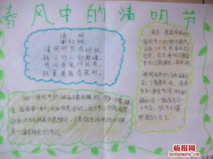 春风中的清明节手抄报