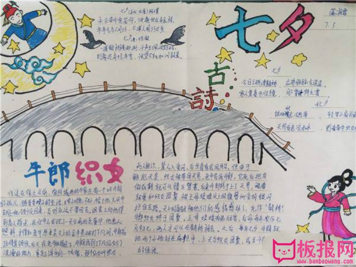 七夕节手抄报，牛郎织女