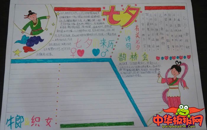 七夕手抄报简单又漂亮，七夕鹊桥会