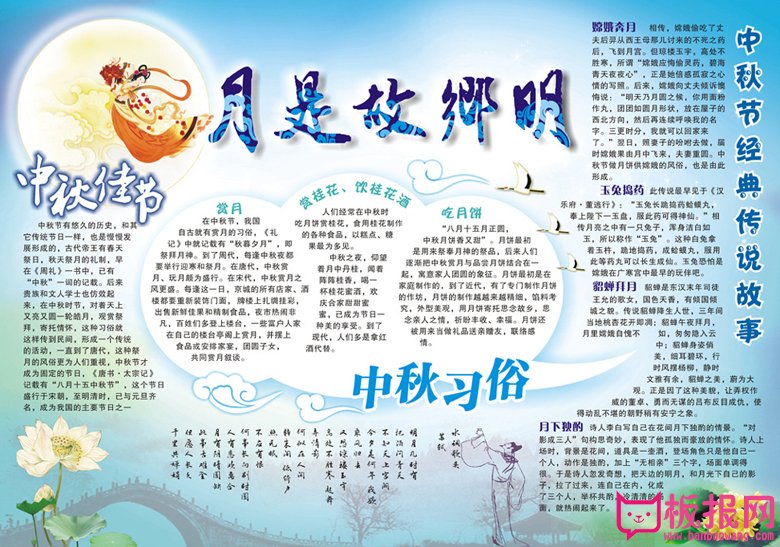 中秋节手抄报内容，月是故乡明