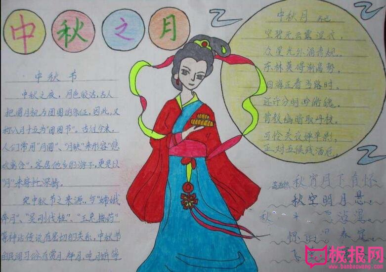 小学生中秋节手抄报图片简单，八月十五中秋节