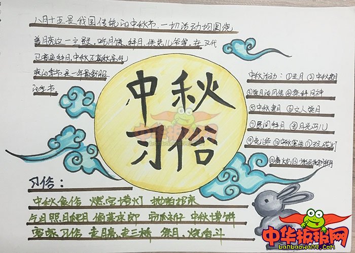 2018年中秋节手抄报简单好看，中秋习俗