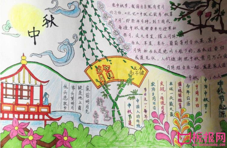 好看的中秋节手抄报，中秋节的起源
