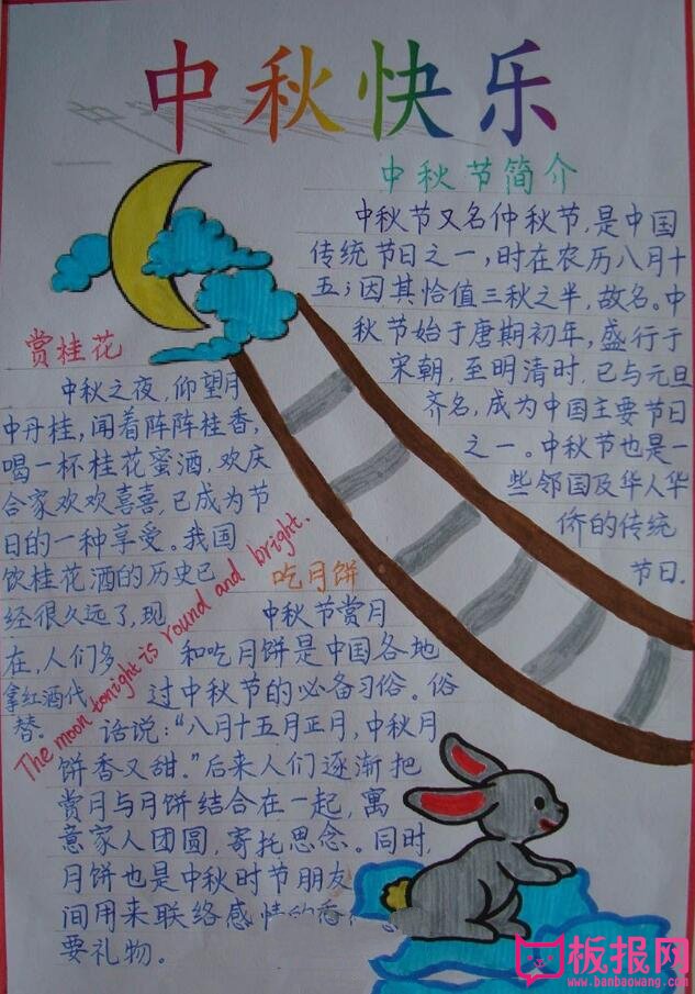 中秋快乐手抄报，中秋节的来历