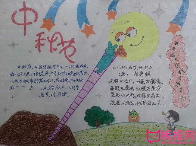 中秋节手抄报图片简单又漂亮，团圆在中秋