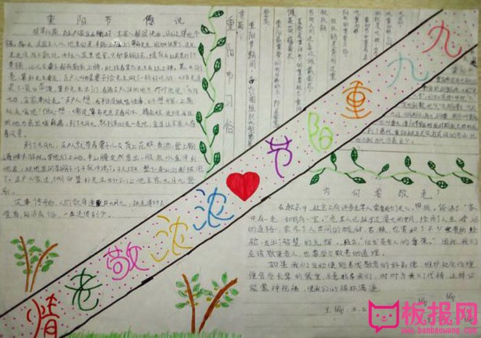九九重阳节手抄报图片，浓浓敬老情