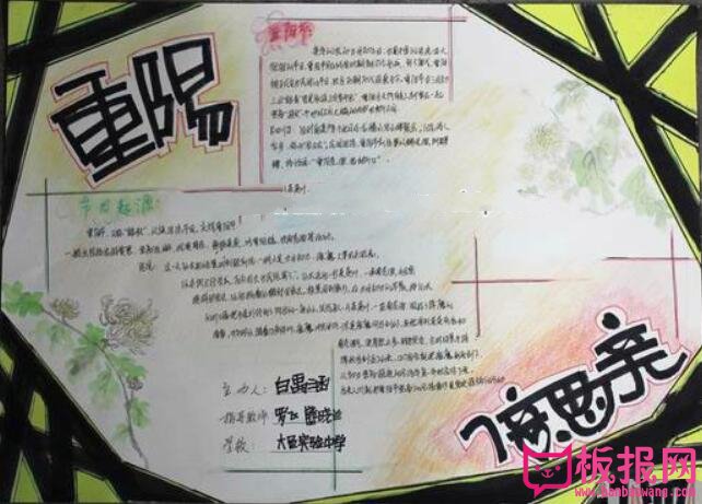 精美的重阳节手抄报版面设计，九九登高重阳节（五张）