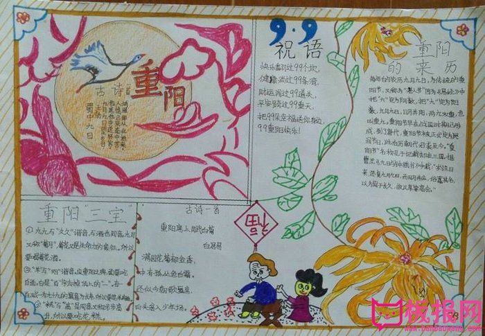 九九重阳节手抄报图片，重阳祝语