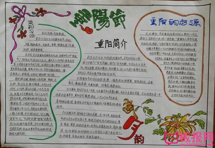 九九重阳节手抄报图片，重阳的起源