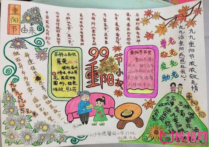九九重阳节手抄报图片，99重阳小报