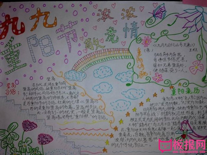 九九重阳节手抄报图片，重阳敬老情