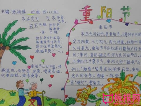 九九重阳节手抄报图片，老年人的今天我们的明天