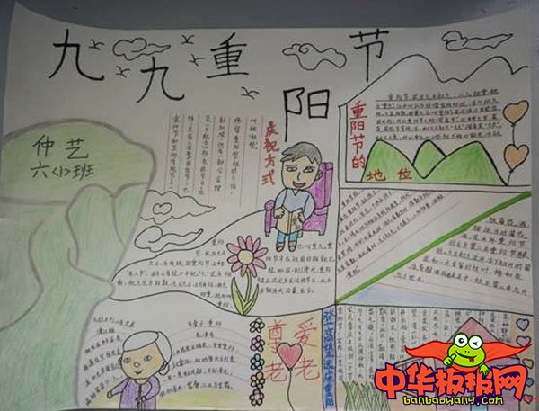 小学生重阳节手抄报图片，九九重阳节到啦