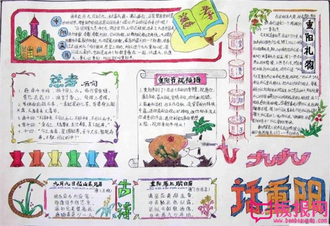 九九话重阳节的手抄报图片，祝福天下父母平安健康幸福久久