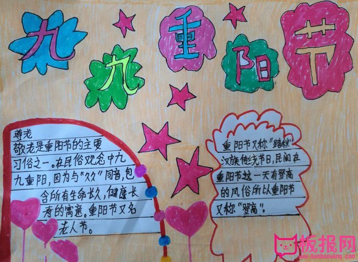 漂亮的重阳节手抄报图片，九九话重阳