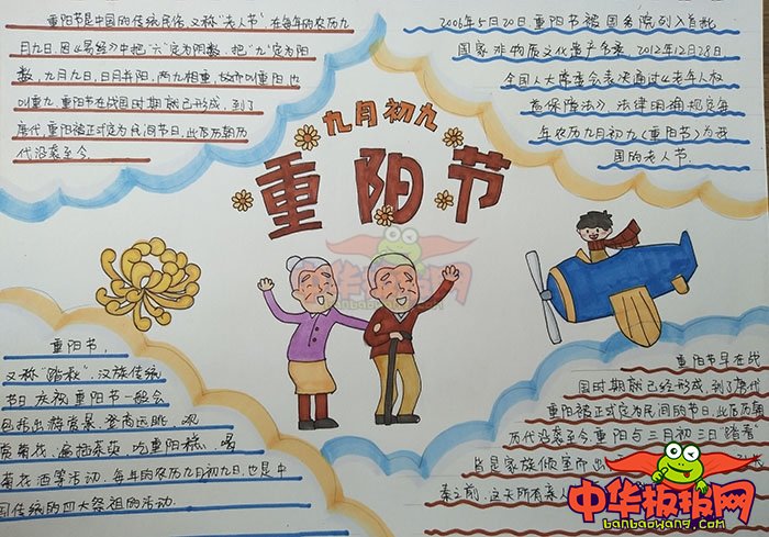 九九重阳节手抄报图片，九月初九是重阳