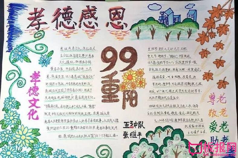 小学生重阳节手抄报图片大全，百善孝为先（6张）