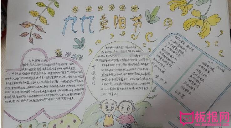 小学生九九重阳节手抄报，重阳节话孝道