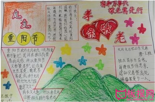 九九重阳节手抄报，岁岁重阳今又重阳