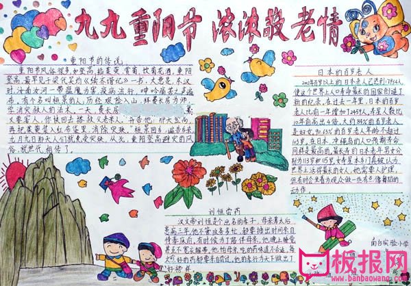 九九重阳节手抄报，浓浓敬老情