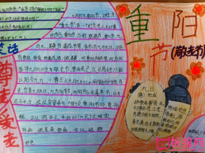 小学生重阳节手抄报图片大全，做尊老敬老的好少年