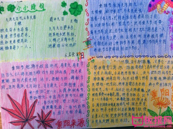 重阳节手抄报内容，重阳节的诗歌颂佳节