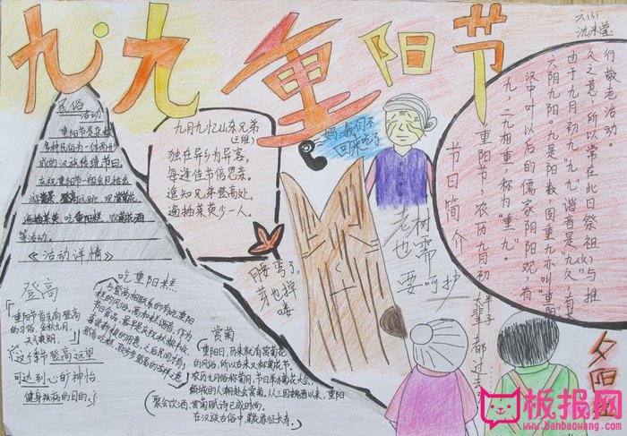 好看的重阳节手抄报图片，九九重阳节