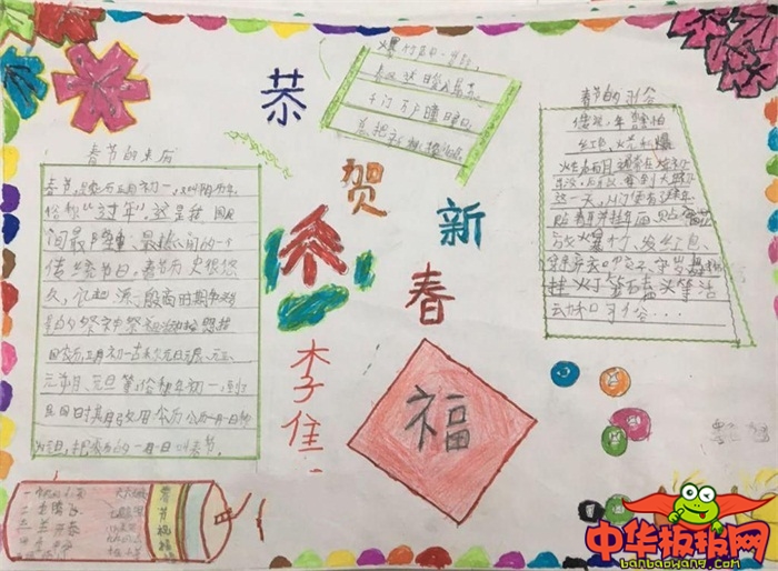 2019年关于春节的手抄报图片，恭贺新春