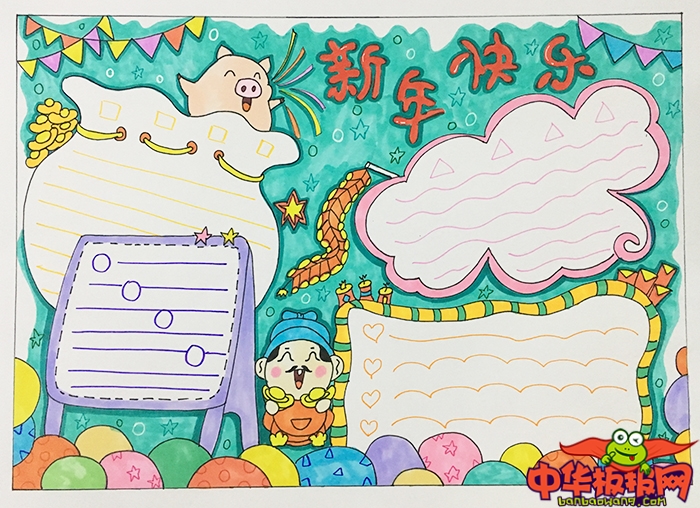 2019年春节手抄报简单又漂亮，猪年大吉