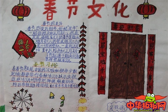 简单的春节手抄报图片，新春快乐