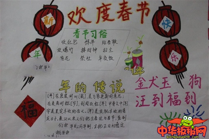 2019年欢度春节手抄报图片，年的传说