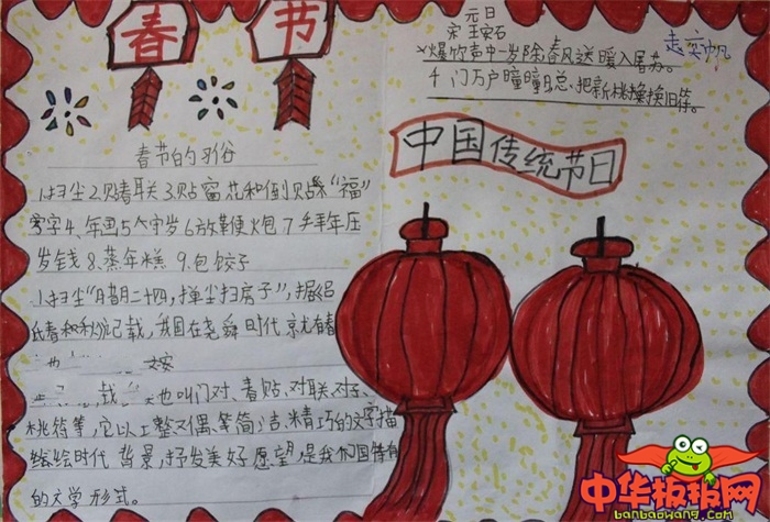 简单的欢度春节手抄报，喜迎新春