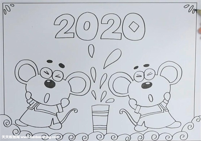 2020鼠年春节手抄报怎么画