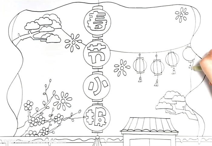 春节小报简单又漂亮怎么画