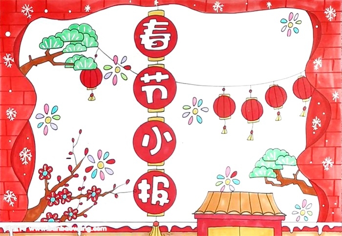 春节小报简单又漂亮怎么画