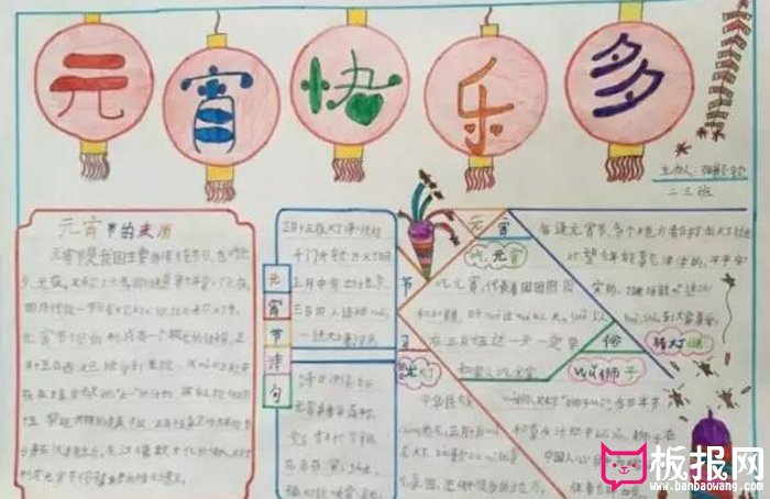 2018年元宵节手抄报图片，元宵快乐多