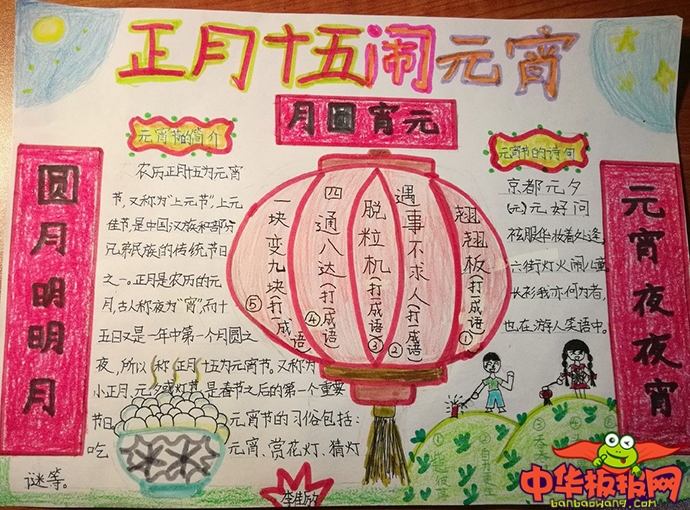 2019年元宵节手抄报图片，正月十五闹元宵