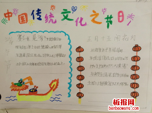 十五闹花灯元宵节手抄报