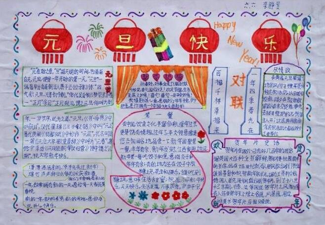 元旦节手抄报图片简单，元旦节手抄报对联