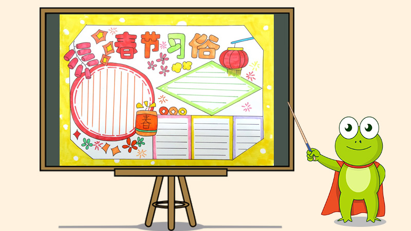 2020年春节习俗手抄报,2020鼠年春节手抄报