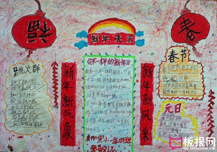 2018年小学生春节手抄报，新年新气象