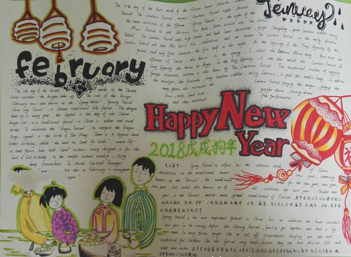 春节英语手抄报图片，新年快乐