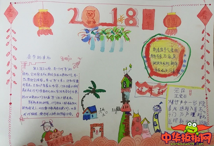 我们的节日春节手抄报图片，福猪贺岁