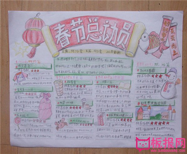 漂亮的2018年春节手抄报图片大全，新春快乐(6张)